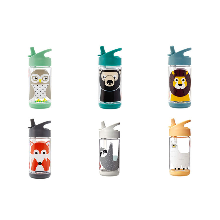 BPA Free Plastic Cartoon Baby Water Bottle With Straw Kids