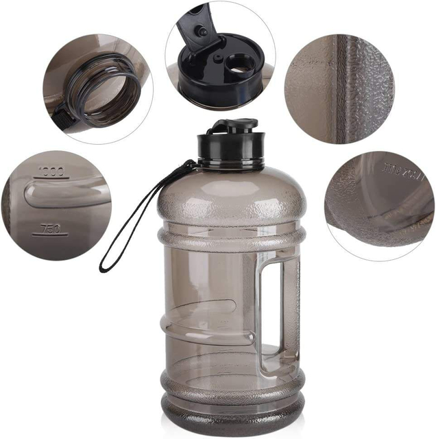 Half Gallon Water Bottle Sports Gym Bottle With Handle BPA Free Customizable Outdoor Plastic Water Bottle