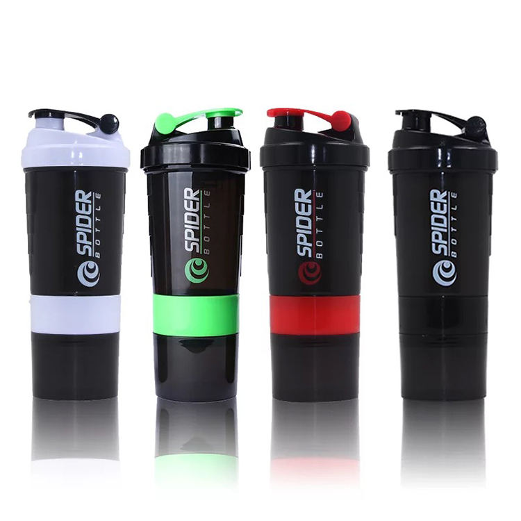 Protein Shaker Mixer Bottle Sports Fitness Gym 3 Layers Multifunction 600ml BAP Free Shaker Bottle