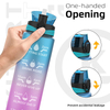 Custom Logo 1L 32oz Portable Workout Gym Sports BPA Free Tritan Plastic Motivational Water Bottle With Straw Time Marker