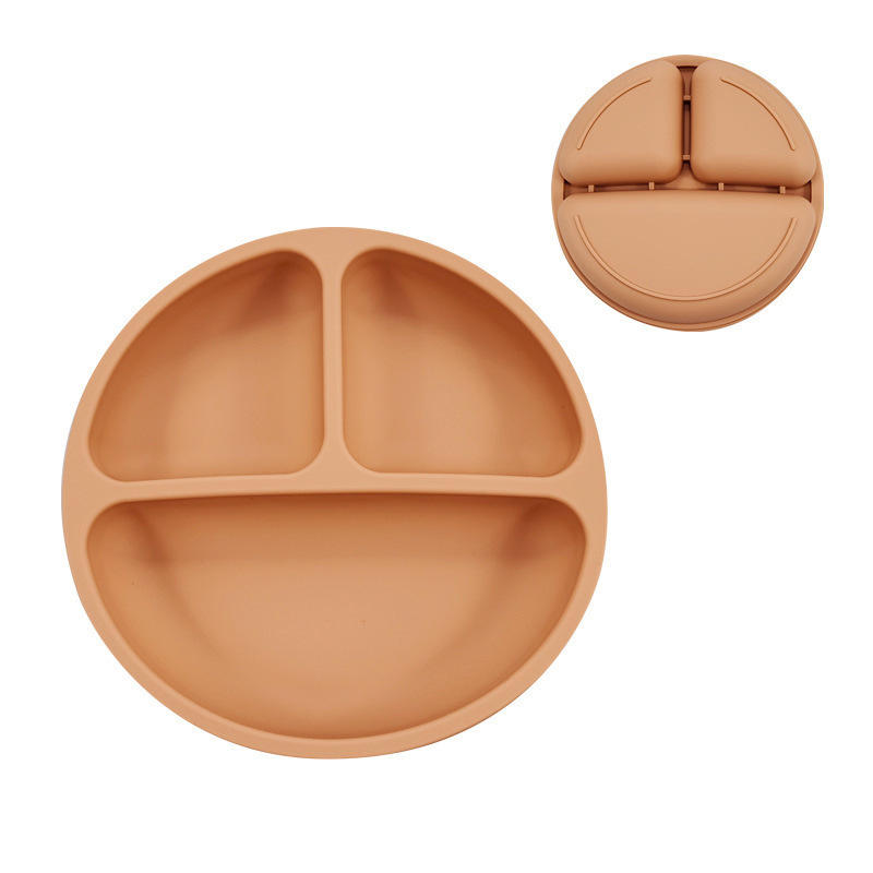 Unbreakable Tableware Non Slip Toddler Feeding Silicone Divided Kid Plate