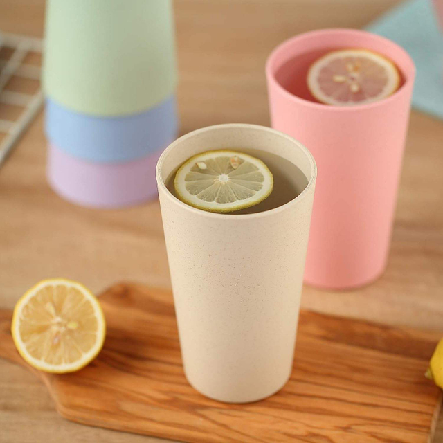 RPET CUP 6PCS Reusable Plastic Cups 20 oz Unbreakable Drinking Cup for Kitchen Dishwasher Safe Water Tumbler Set