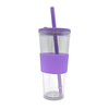 Wholesale 710Ml Custom Logo Leak Proof Reusable Clear Plastic Drink Tumbler With Straw Lid