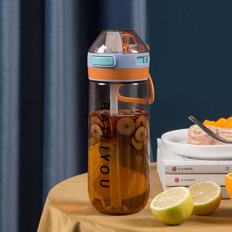 18Oz 500Ml Transparent Portable Plastic Tritan Sport Water Bottle Custom With Straw Handgrip