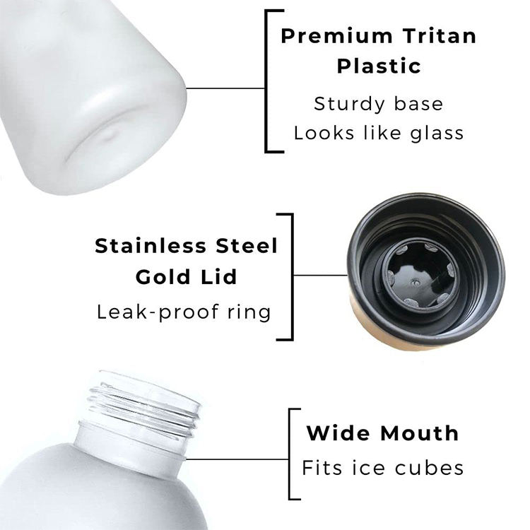 1L Plastic Bottle Tritan Time Marker Leakproof Large Big Sport Plastic Frosted White Motivational Water Bottle BPA Free