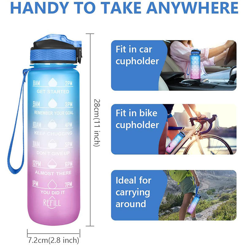 32oz 1L Tritan PCTG BPA Free Gym Gallon Custom Sport Motivational Plastic Bottle