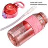750Ml Wide Mouth Clear Transparent Plastic Sports Water Bottle With Straw Handle Silicone Sleeve