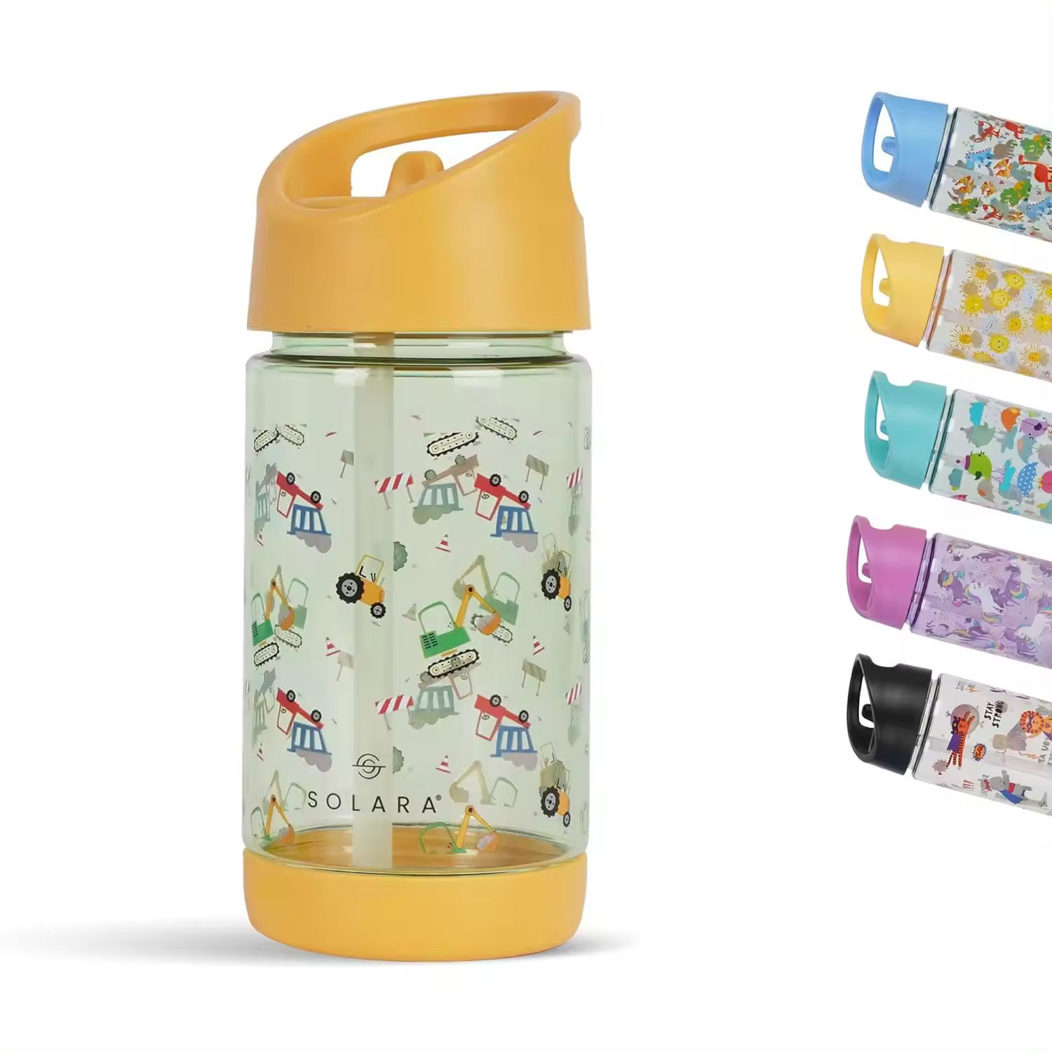 Hot Sale 400Ml Cartoon Wide Mouth Camping Portable Leak Proof Clear Plastic Tritan Sipper Water Bottle for School Kids Children