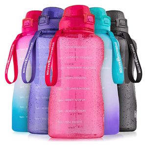 1 Gallon Motivational Water Bottle with Paracord Handle & Removable Straw - BPA Free Leakproof Water Jug with Time Marker