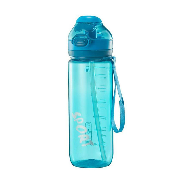 750Ml Graduated Leakproof School Clear Transparent Plastic Sports Water Bottles With Straw Rope