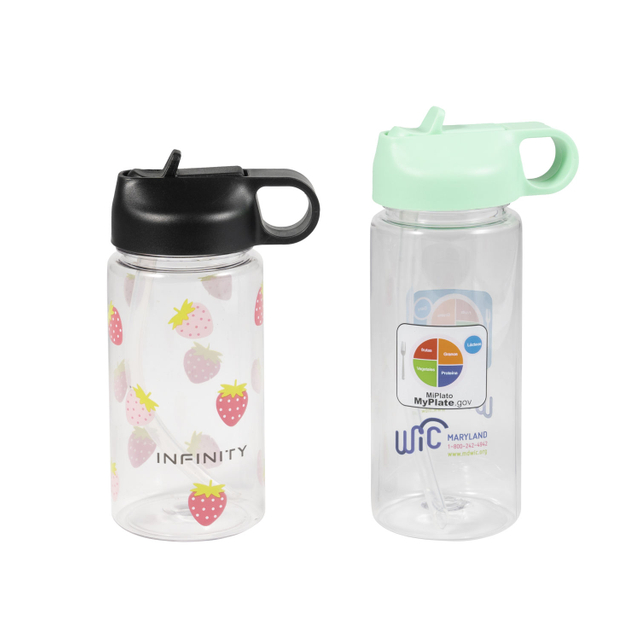 Kids Portable Handle Reusable Printed Pattern Water Bottle 500ml Safe Plastic Water Cup