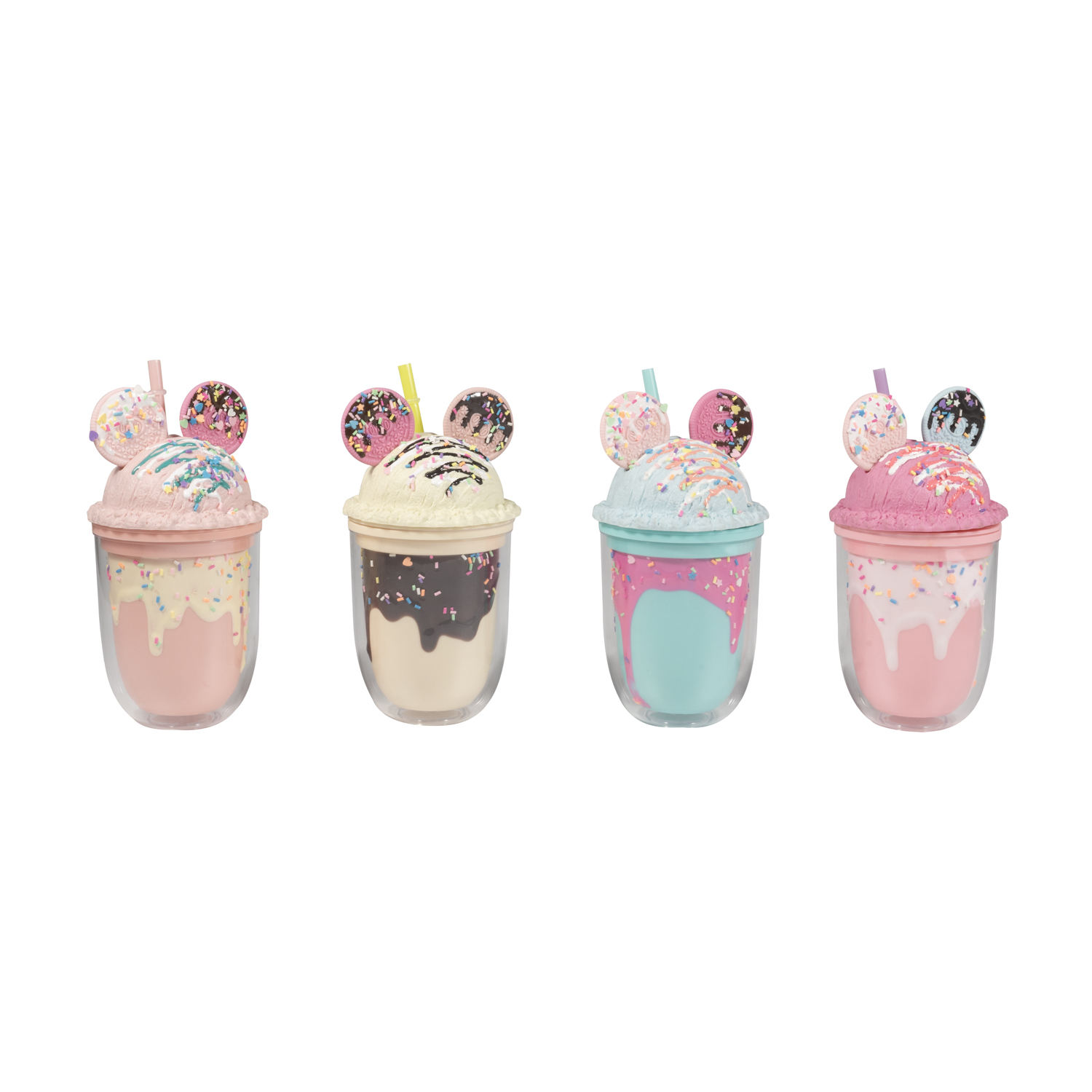 BPA Free Beautiful 400ml Water Bottle Plastic Double Wall Ice Cream Shape Plastic Cup with Lid and Straw for Kids