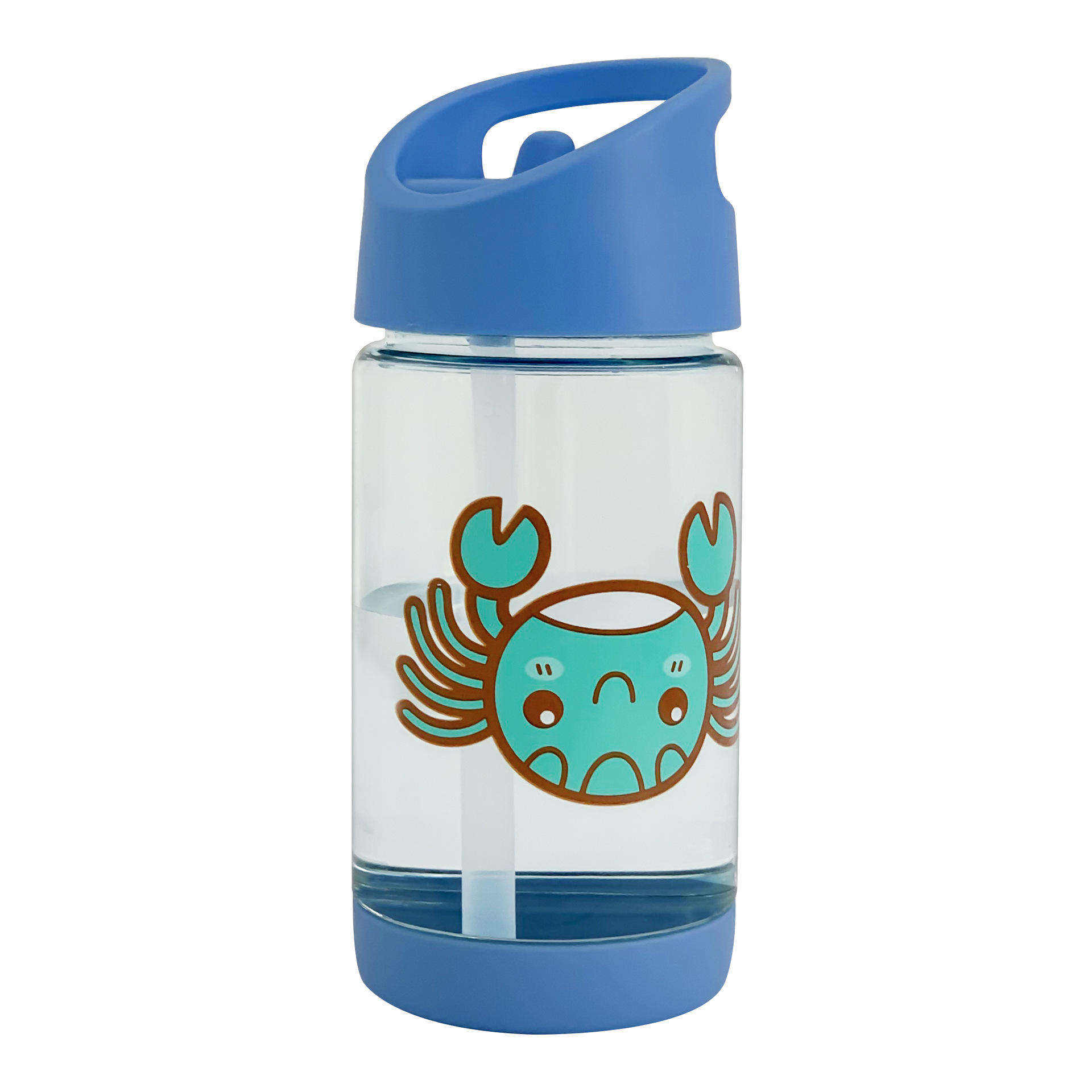 400Ml Small Transparent Cartoon Kids Plastic Drinking Water Bottle With Straw for Kids