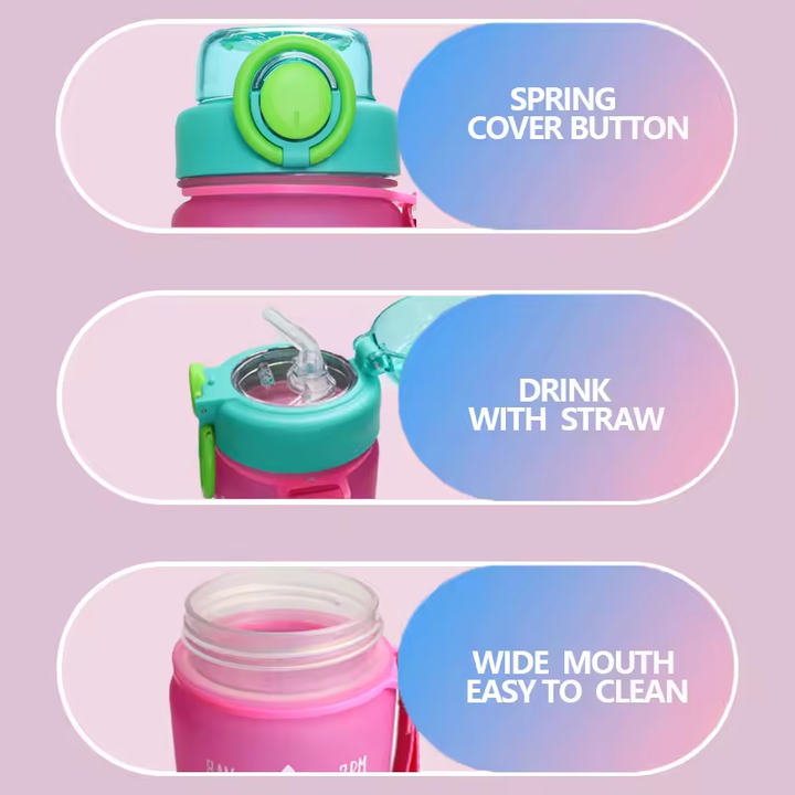 21oz Custom Colored Plastic Sports Bottle With Scale and Handle