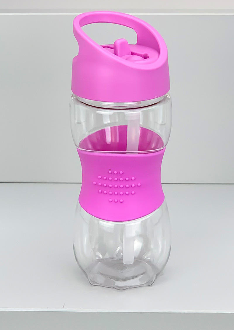 400ml BPA Free Custom Logo Tritan Kids Water Bottle With Silicone Sleeve and Straw