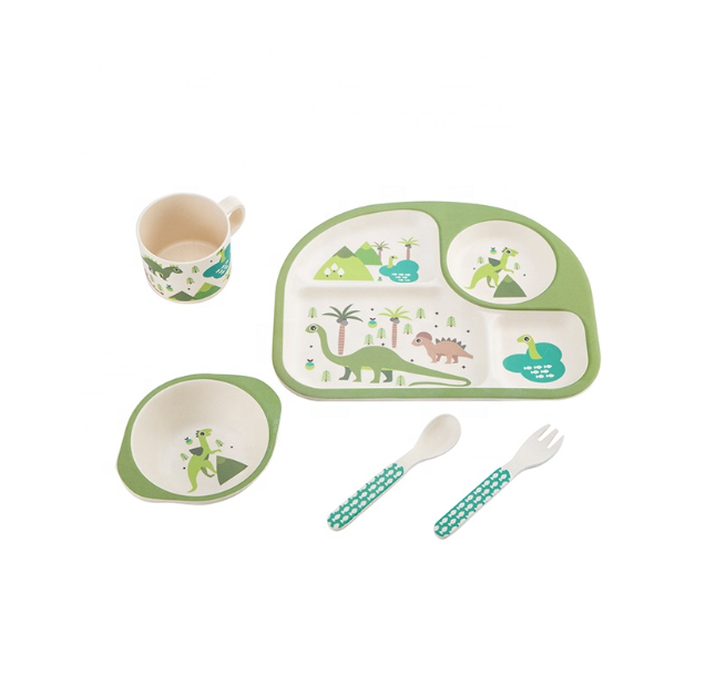 Reusable Eco-friendly Bamboo Fiber Feeding Set Tableware Set