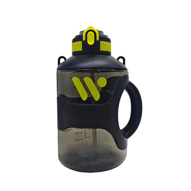 74oz extra Large Capacity Fitness Plastic Water Bottle with Straw Handle for Carrying by Hand and a Shoulder Strap