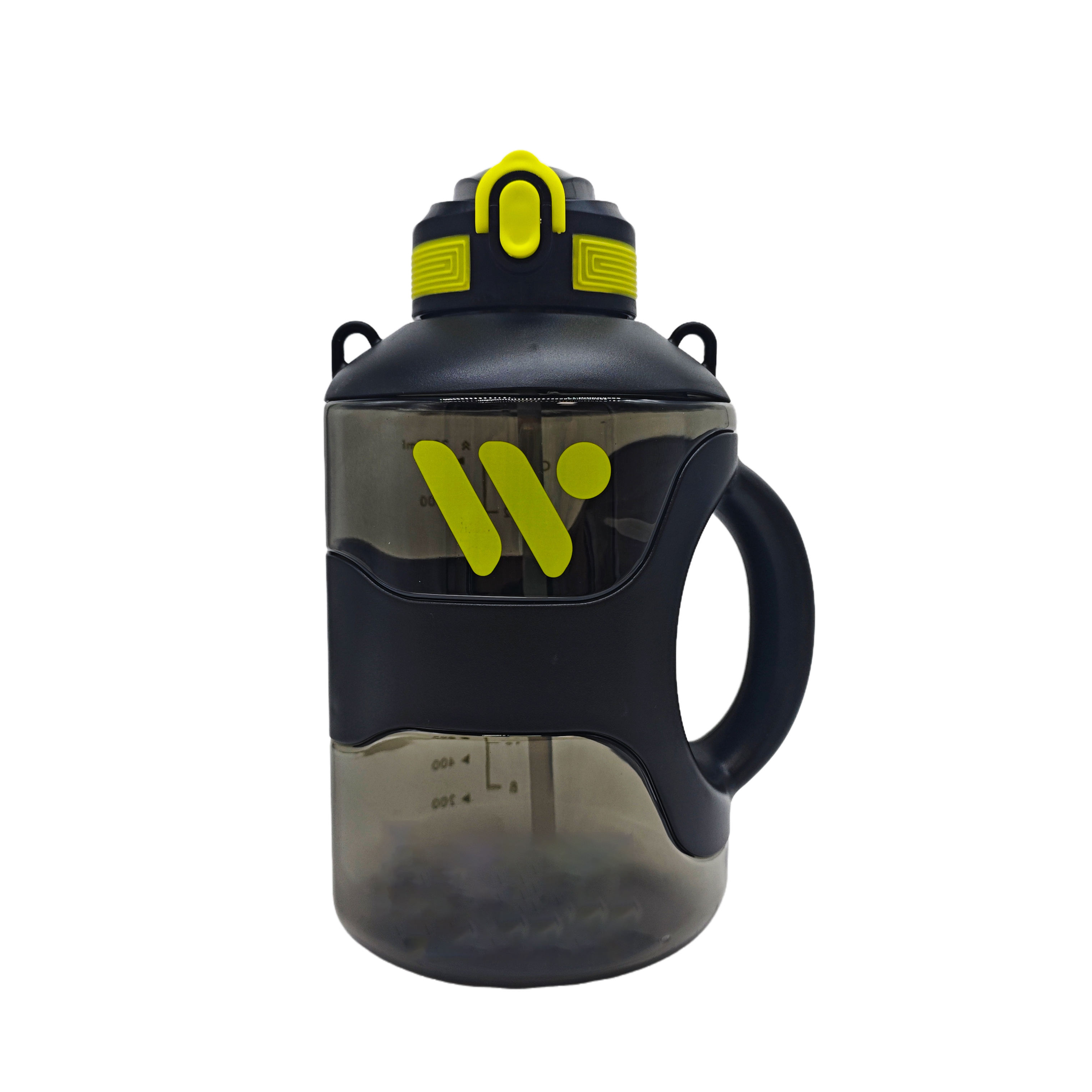 74oz extra Large Capacity Fitness Plastic Water Bottle with Straw Handle for Carrying by Hand and a Shoulder Strap