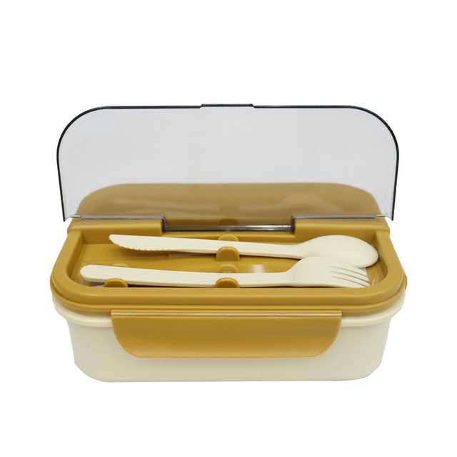 High-quality PP Material Bento Box Equipped with a Spoon and a Combination Fork Knife