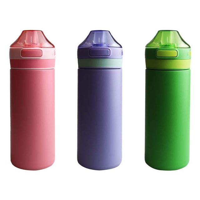 500ml Children's Stainless Steel Water Cup 16oz with a Food Grade Silicone Suction Nozzle the Color and logo Can Be Customized