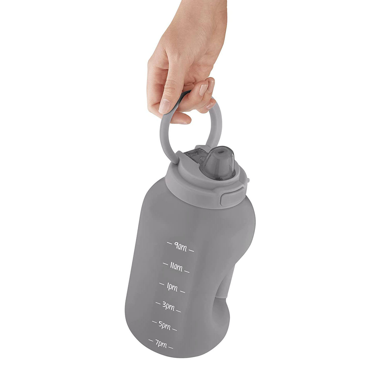 64OZ Gallon Water Bottle with Time Marker & Handle Silicone Straw with Locking Sport Water Bottle