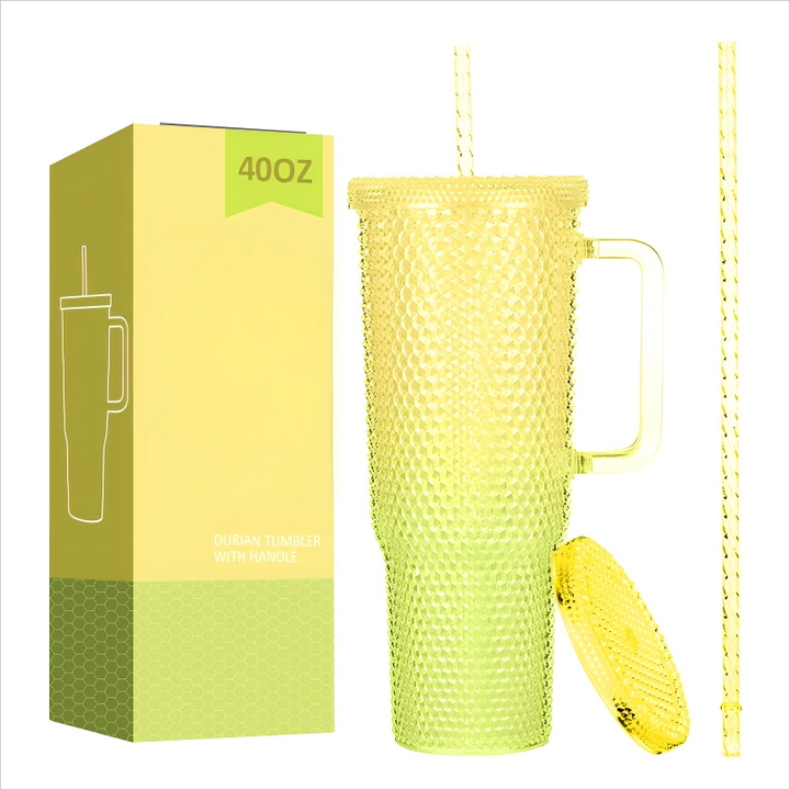 New Upgraded Water Cup BPA Free 40oz Double Wall Straw Plastic Cup Durian Cup for Gym