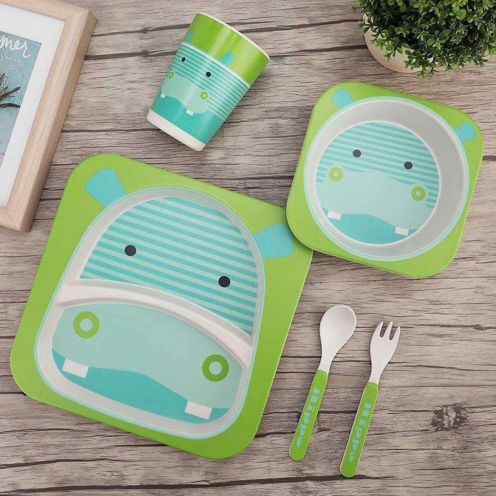 Free Custom Carton Reusable Bamboo Fiber Children's Tableware Dinner Sets