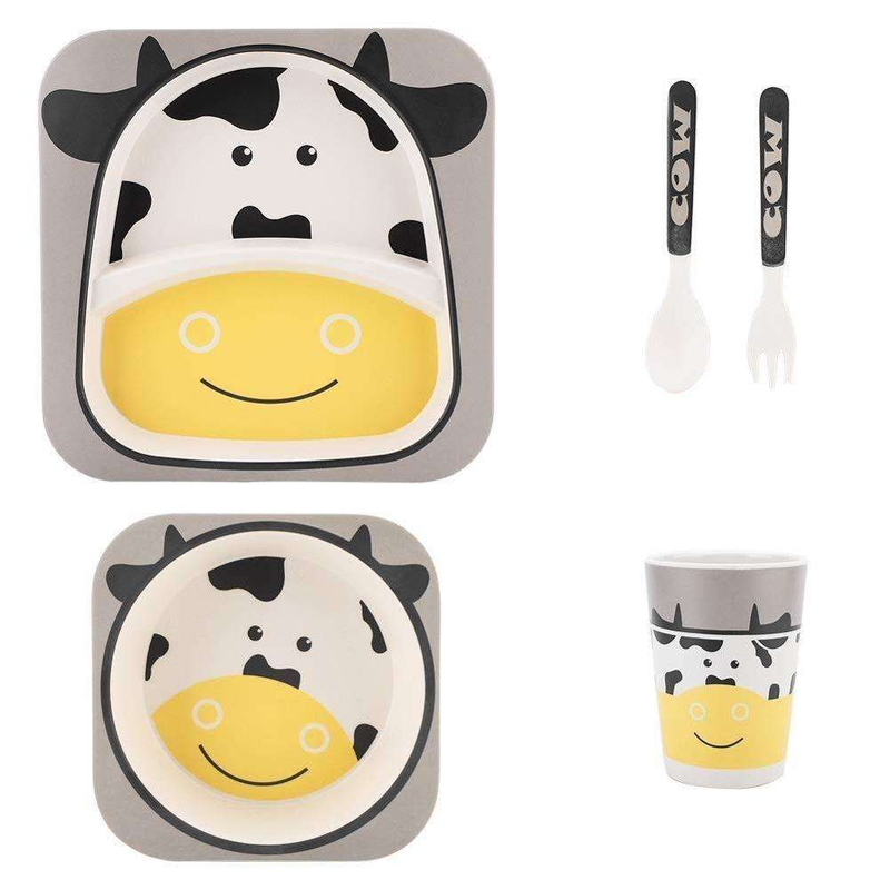 Free Custom Carton Reusable Bamboo Fiber Children's Tableware Dinner Sets
