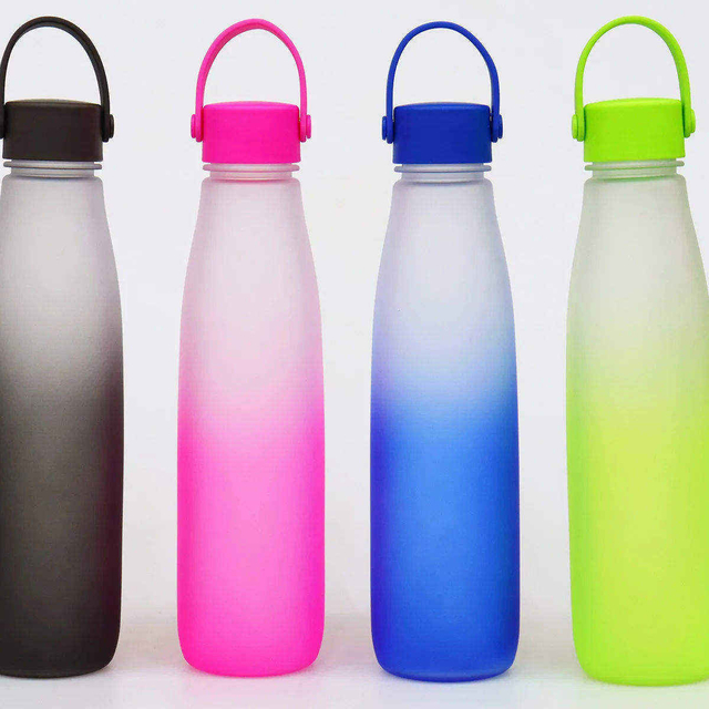 32oz Leakproof Portable Direct Drinking Gradient Colorful Gym Girls Water Bottle with Handle