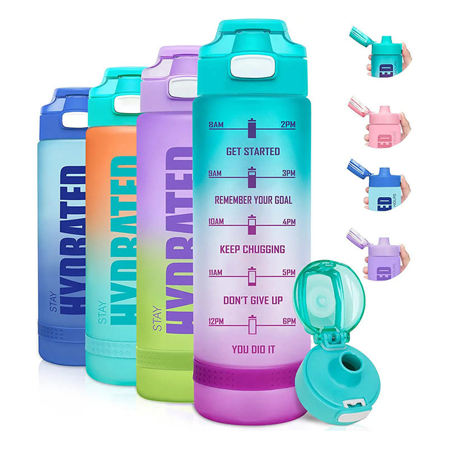 1L Direct Drinking Plastic Water Bottle Leak Proof Gym Water Bottle BPA Free with a Wide Carrying Handle