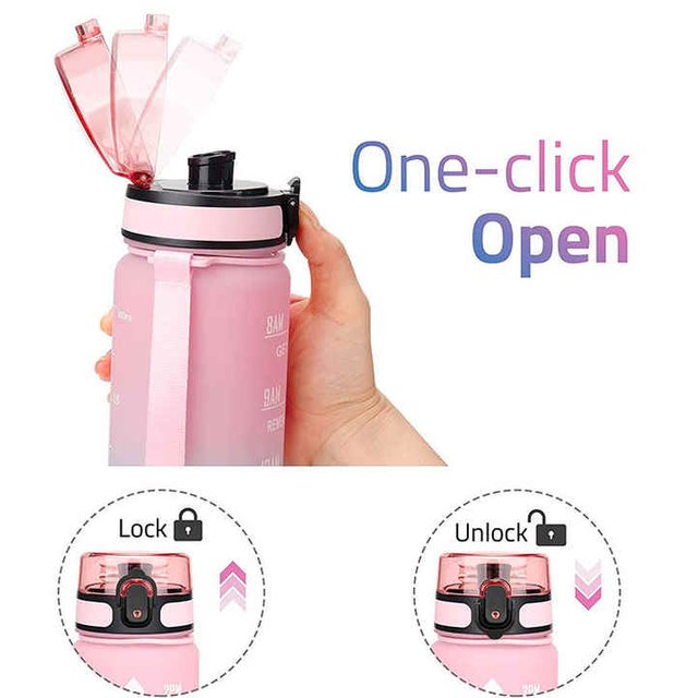 32oz Gym Fitness Leakproof Gradient Drinking Sports Bottles Water Bottle With Time Marker