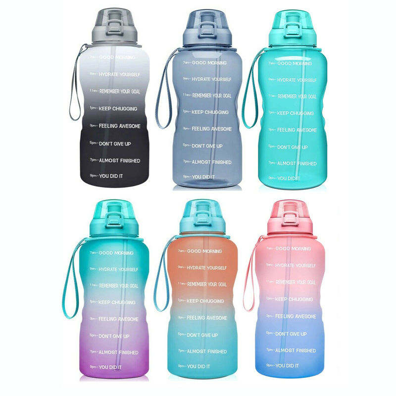 128oz Large Motivational Water Bottle with Paracord Handle Leakproof Tritan BPA Free Fitness Sports Water Jug with Time Marker