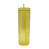 Simple Style 450ML Double Layered Transparent Straw Drink Cup with Patterns BPA Free Made of PS Material