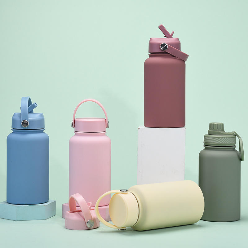 22oz/32oz/40oz Macaron Colors Double Wall Stainless Steel Vacuum Sports Water Bottle Insulated Flasks for Hot/cold Drinks