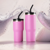 Colorful Powder Coated Vacuum Insulated Tumbler Flask Straw Stainless Steel 304 Thermal Outdoor Mug