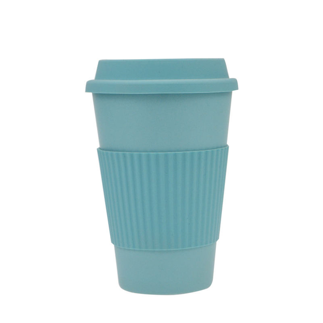 Wholesale BPA Free Reusable Biodegradable Bamboo Fiber Coffee Cup with Silicone Lid