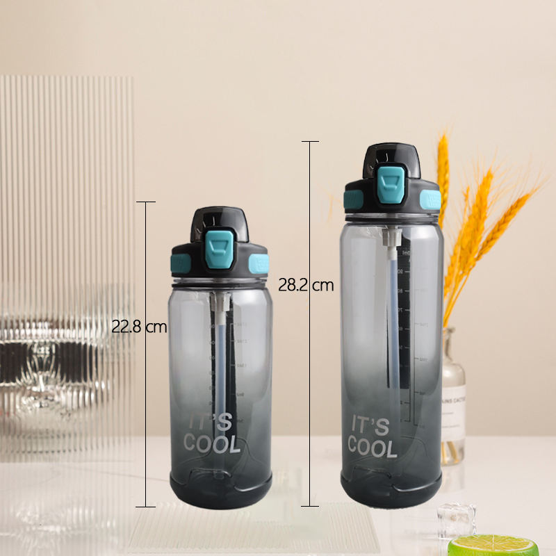 Wholesale 1000Ml 1 Liter Gradient Color Big Motivational Plastic Water Bottle for Gym 1L