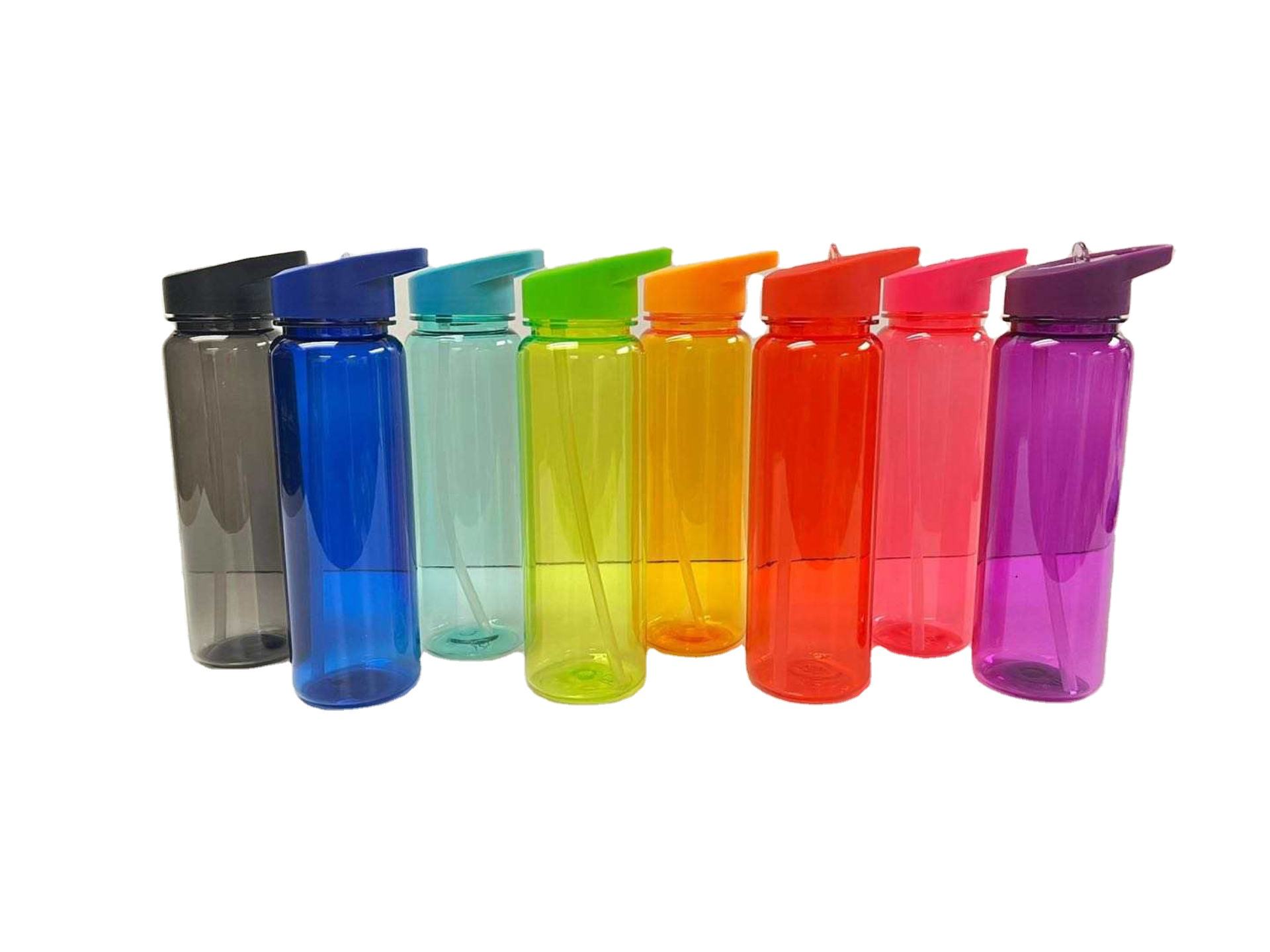 Custom logo Portable 700ml clear Plastic Drinking Suction Nozzle Straw Sports Water Bottle