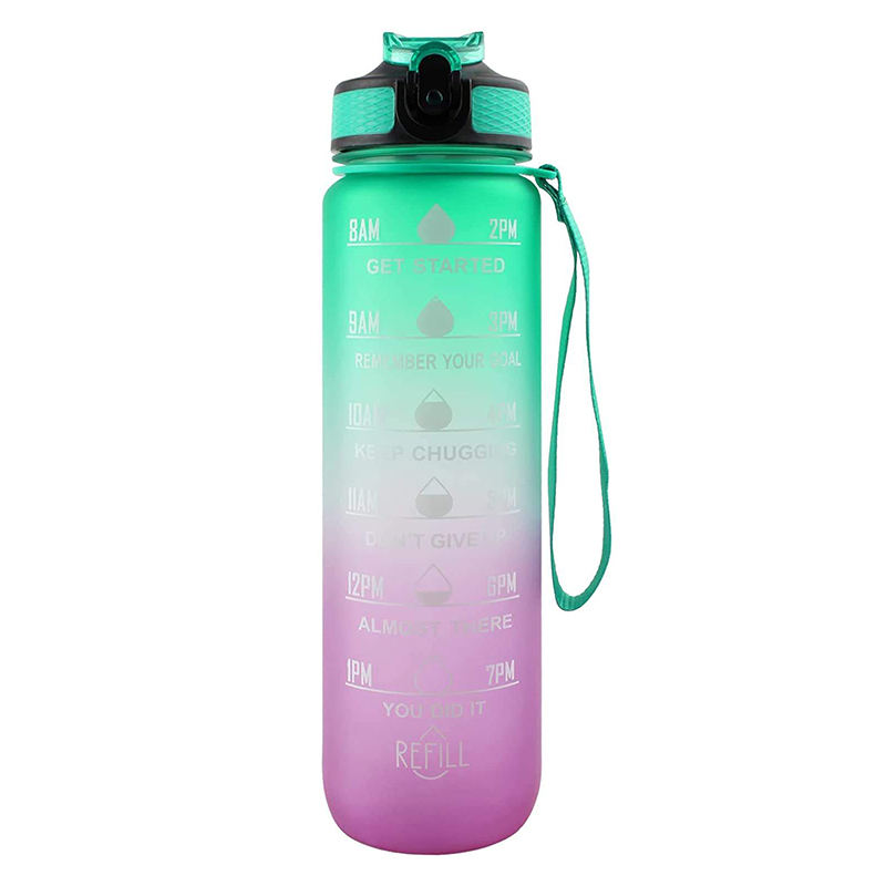 32Oz 32 Oz Portable Outdoor Motivational Plastic Gym Sports Water Bottle 1Liter 1L With Handle Lid Straw