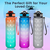 Wholesale 1L 32 Oz Gradient Color Wide Mouth Motivational Plastic Sports Water Drink Bottle With Strap