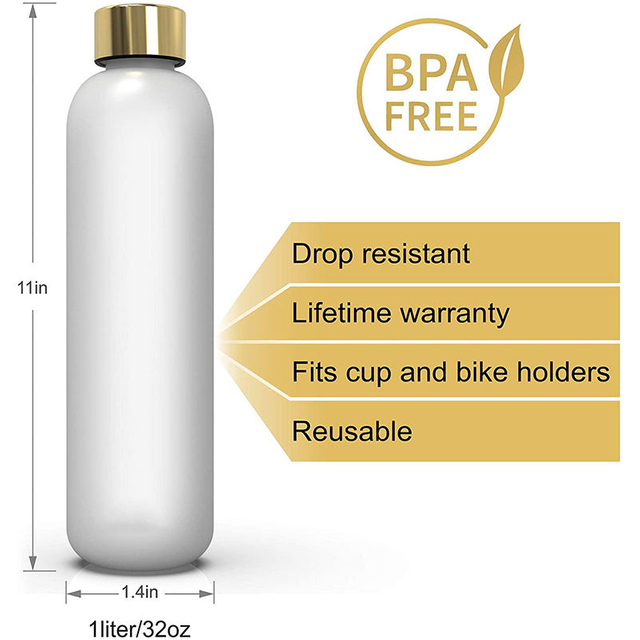 1 Litre 1L Narrow Mouth Slim Leakproof Bpa Free Plastic Water Drink Bottle With Capacity Scale