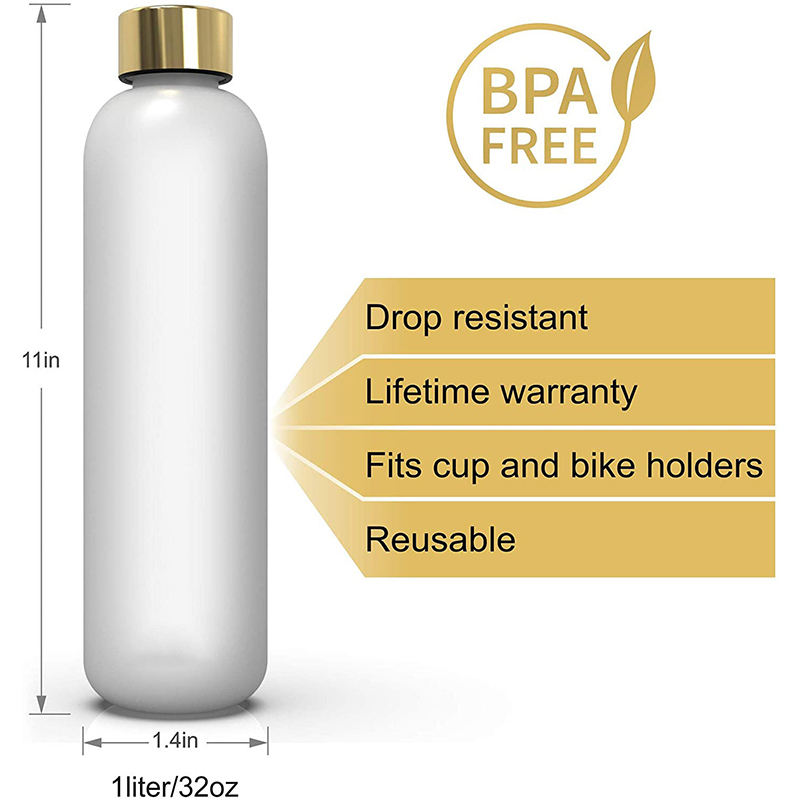 1 Litre 1L Narrow Mouth Slim Leakproof Bpa Free Plastic Water Drink Bottle With Capacity Scale