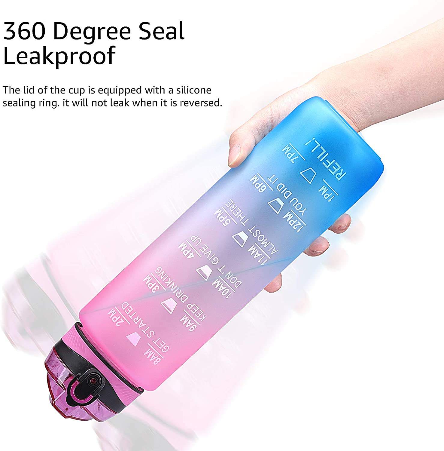 Custom Logo Plastic Portable BPA Free Reminder Tracker 32 oz 32oz Drinking Sport Motivational Water Bottle With Time Marker