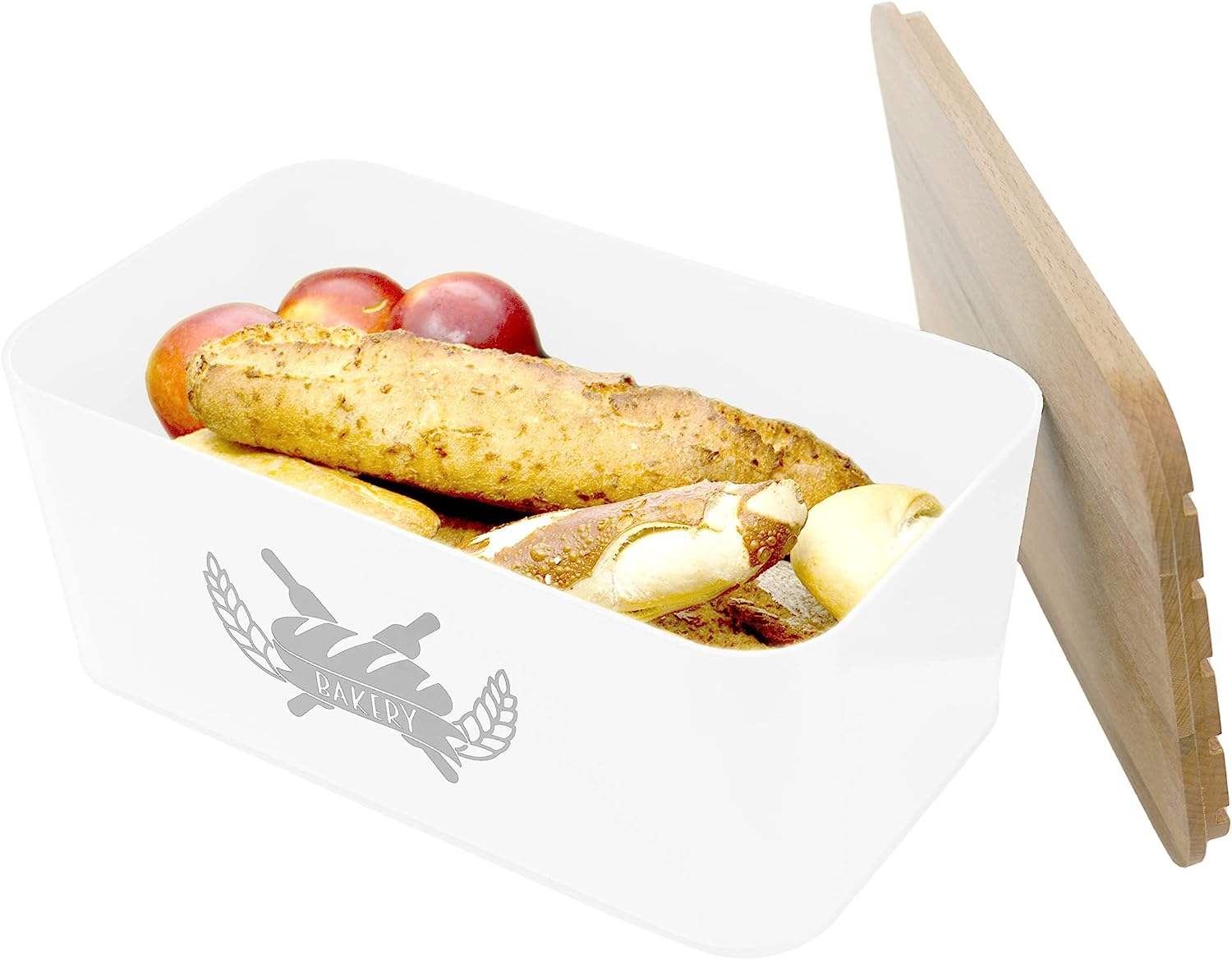 RPET Recycle Plastic Bread Box with Bamboo Cutting Board Lid Bread Storage Container for Kitchen Counter