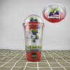 16Oz LED Light-Up Flashing Insulated Travel Cup Tumbler with Straw Lid Double Wall Plastic Water Cup With Milti-Color Lights