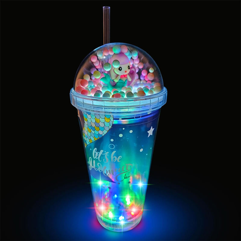 Little Dinosaur Design Custom Logo Plastic Tumbler PS Plastic Reusable Cups Glitter Tumbler With Lids and Straw