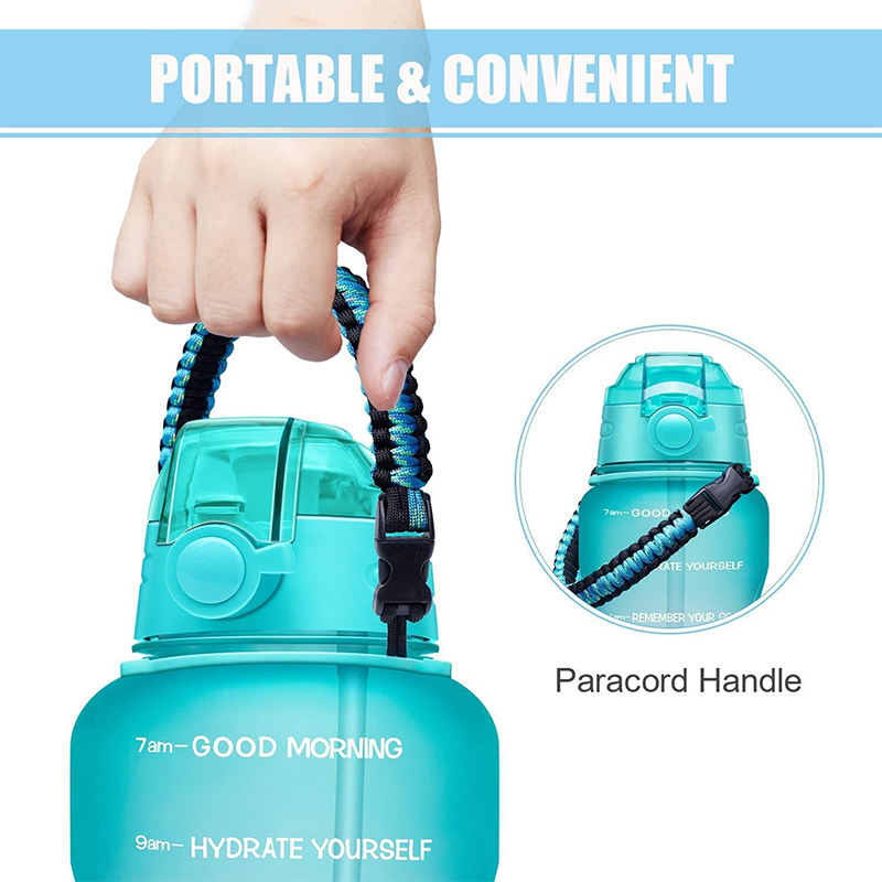 High Quality 3.8L Leakproof Big Gradient Motivational Plastic Water Drink Bottle With Straw Handle