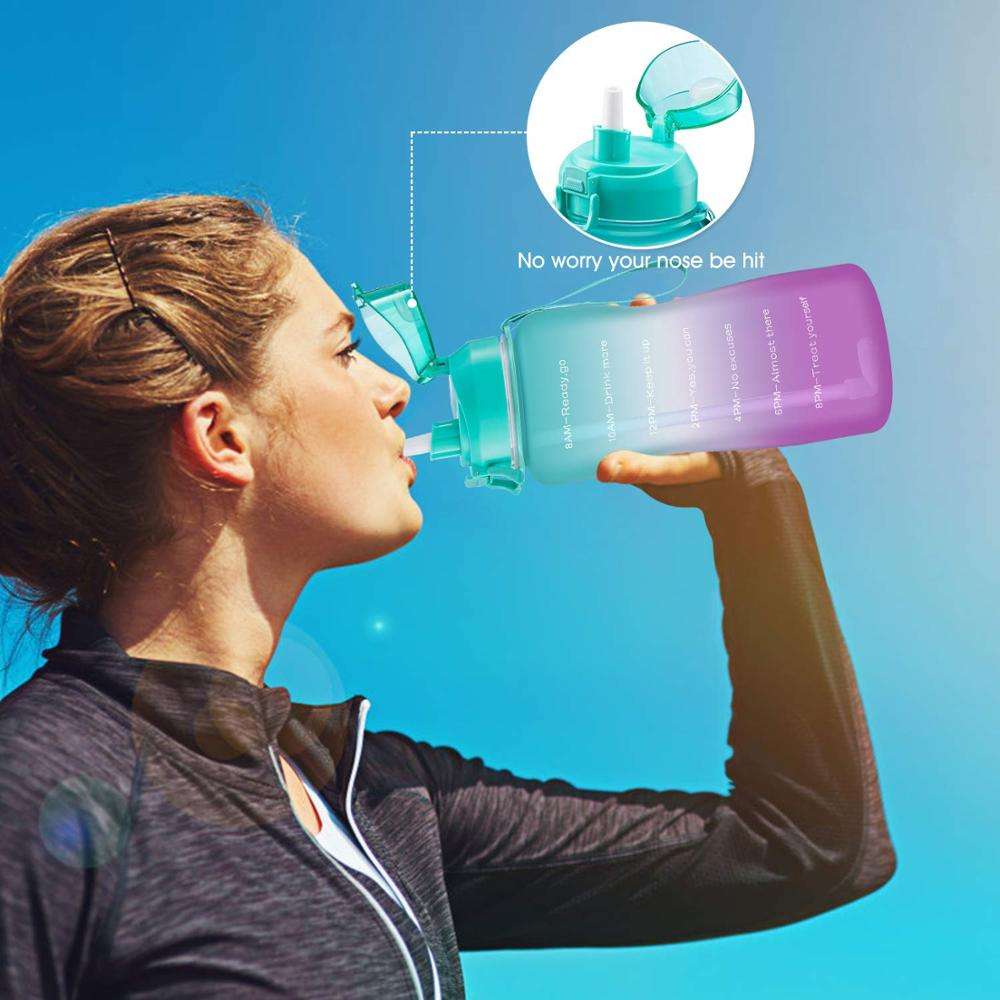 2.2L Large Motivational Gym Fitness Sports Plastic Water Bottle with Custom logo Motivation Bottle