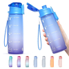 Wholesale Eco Friendly Tritan Plastic Sport Water Bottle With Time Marker Custom Straw Lid Drink Motivational Water Bottle