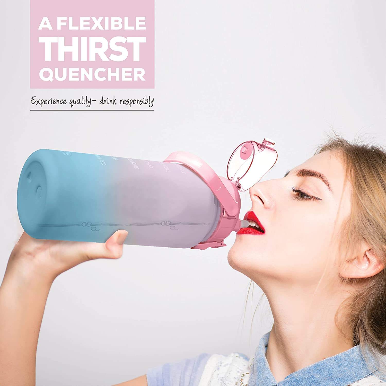 2 Litre Water Bottle with Time Markings to Drink Half Gallon Motivational Water Bottle with Straw